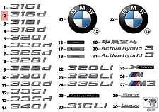 NEW BMW F30 F30N TRUNK LID 316D EMBLEM BADGE LOGO SIGN 7289867 51147289867
