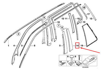 NEW BMW 5 E39 REAR RIGHT COLUMN B MOLDING 51348159874 8159874 ORIGINAL