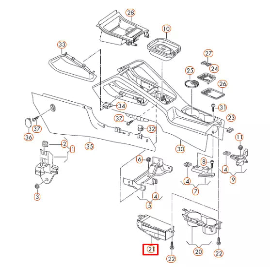 NEW VW EOS FRONT CENTER CONSOLE CUP HOLDER 1K0862531A UBN ORIGINAL
