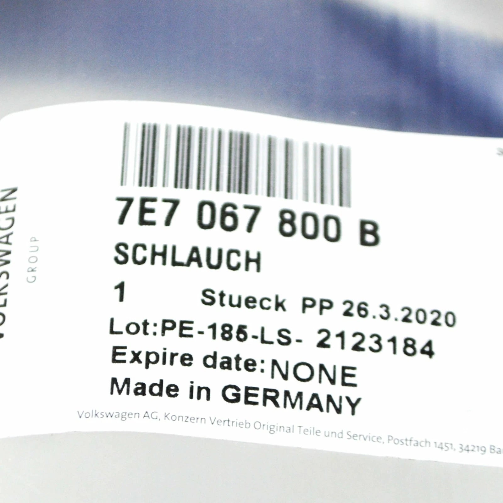 NEW VW TRANSPORTER T6 CAMPERVANS FRESH WATER TANK HOSE 7E7067800B ORIGINAL