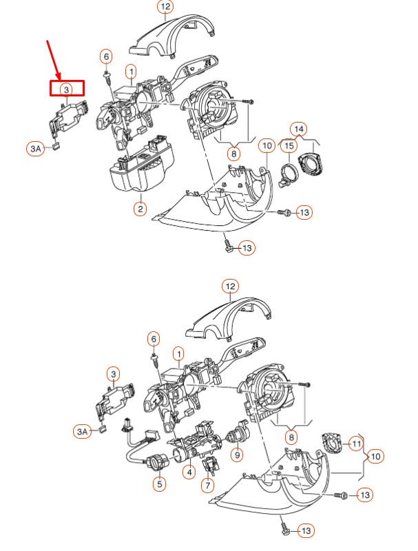 new audi a1 8x steering column switch fixing plate 5k0953223 original
