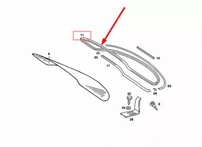 NEW MB SALOON W123 REAR WINDSHIELD WEATHER STRIP A1236700239 ORIGINAL