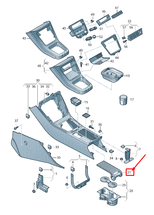 new vw sharan 7n front cupholder console lid 5n085756581u original