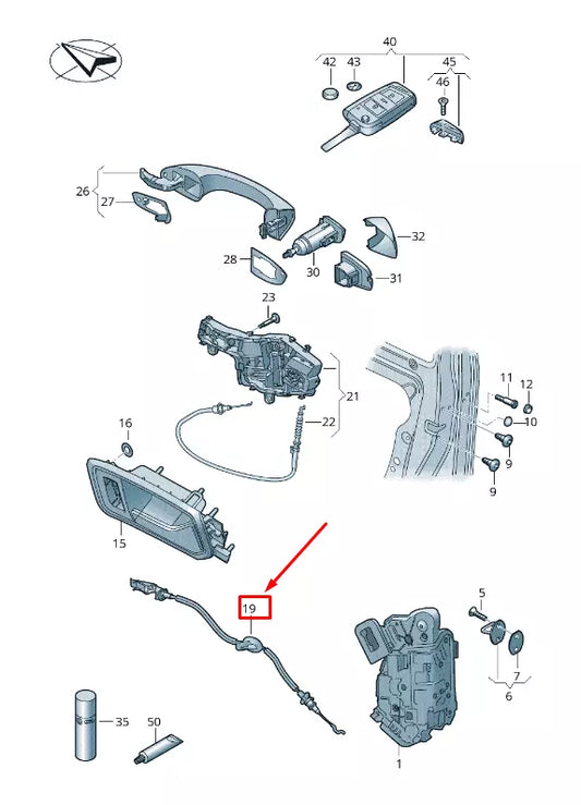 NEW VW TOURAN 5T FRONT DOOR BOWDEN CABLE 5TA837085B