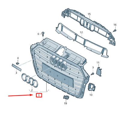 new audi a3 sportback 8v radiator grille 8v5853651tfuq 8v5853651t fuq original