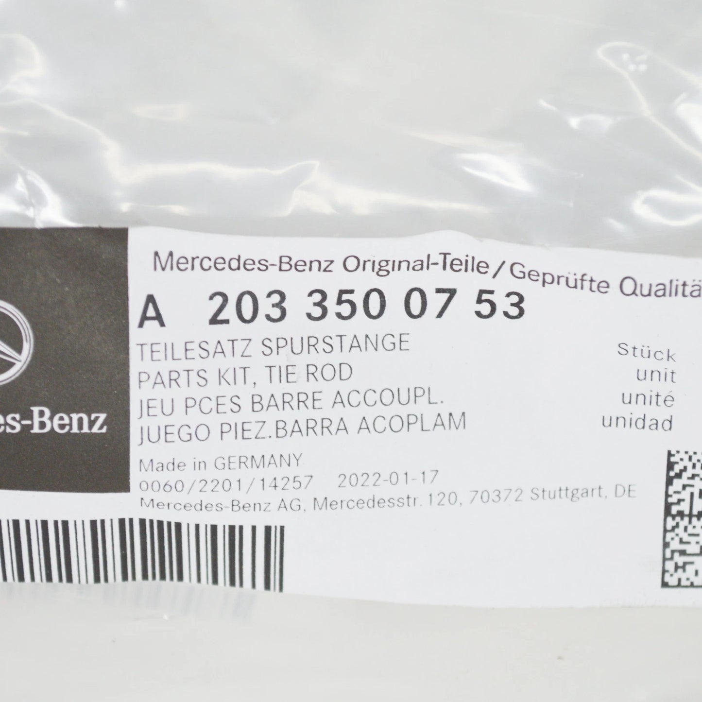 NEW MB C W203 REAR AXLE SUSPENSION TIE ROD REPAIR KIT A2033500753