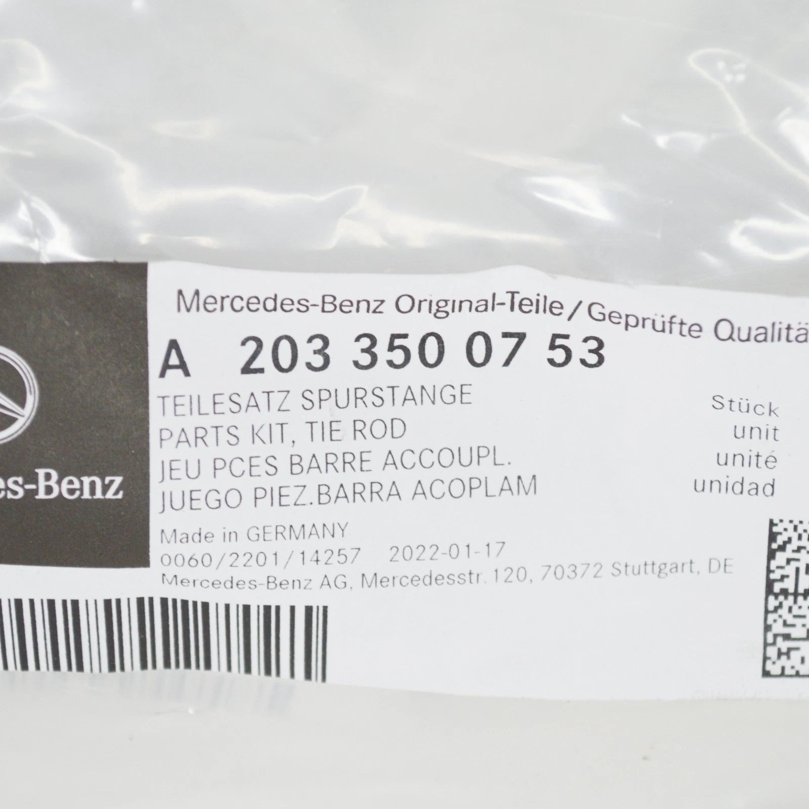 NEW MB C W203 REAR AXLE SUSPENSION TIE ROD REPAIR KIT A2033500753