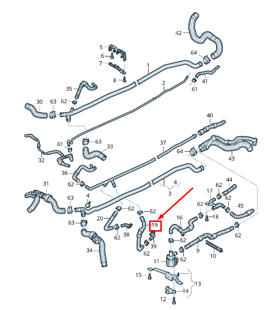 new audi r8 4s left lower engine coolant hose 4s0121545c original
