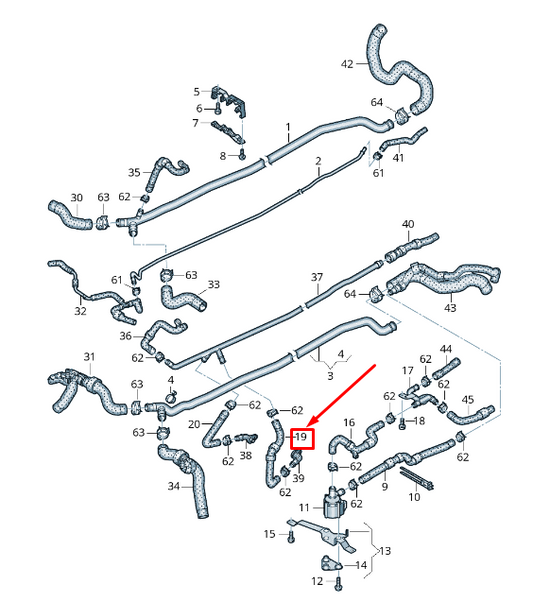 new audi r8 4s left lower engine coolant hose 4s0121545c original