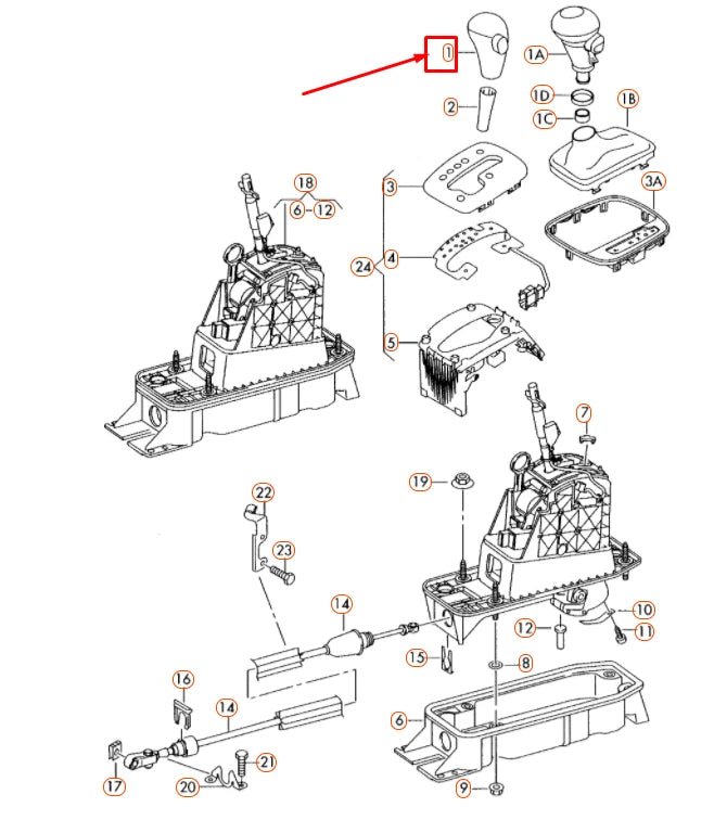 NEW AUDI A3 8P AUTOMATIC TRANSMISSION GEARSTICK GRIP LHD 8P1713141CSKH ORIGINAL