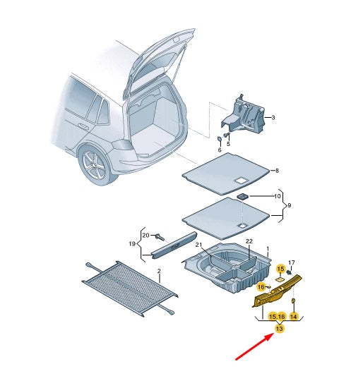 NEW VOLKSWAGEN GOLF SPORTSVAN SV REAR TRUNK LOCK TRIM 510863459F82V 2018