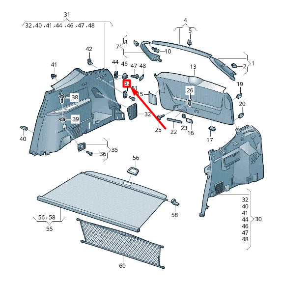 NEW VW ARTEON 3H7 LUGGAGE COMPARTMENT TRIM TIE-DOWN HOOK 3V9867615ZA2