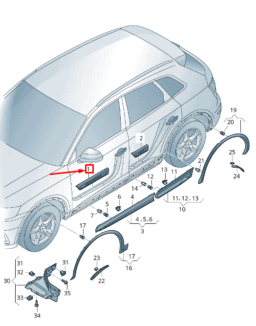new audi q5 fy front right sill trim strip 80a853374a9b9 80a853374a 9b9 original