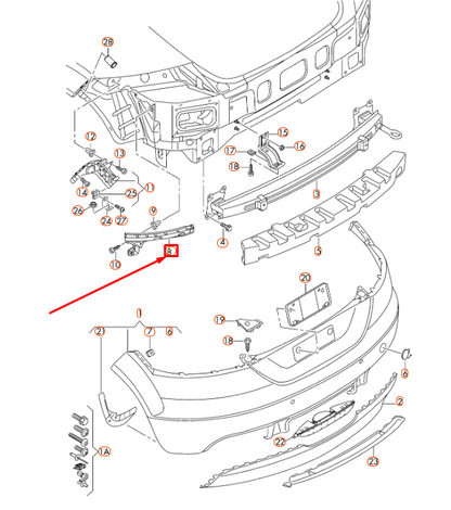 NEW AUDI TT 8J REAR BUMPER LEFT GUIDE SECTION 8J0807483A ORIGINAL