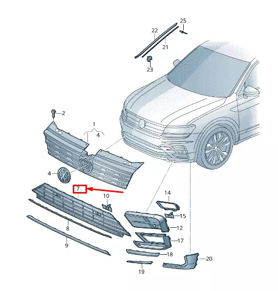 NEW VW TIGUAN AD FRONT LOWER CENTER GRILLE 5NA853677H041 ORIGINAL