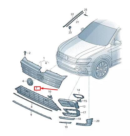 NEW VW TIGUAN AD FRONT LOWER CENTER GRILLE 5NA853677H041 ORIGINAL