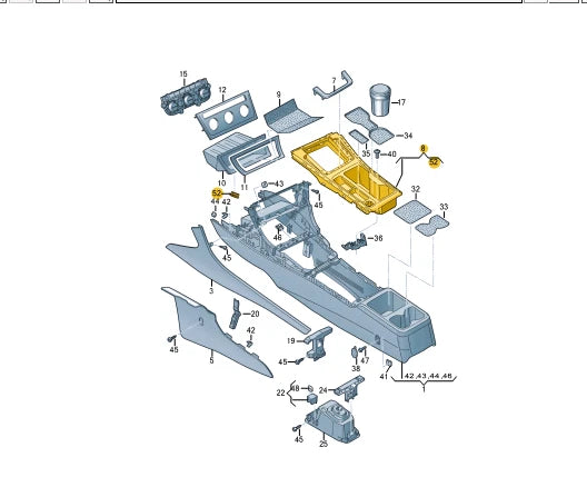 NEW VOLKSWAGEN GOLF MK7 CENTER CONSOLE CUP HOLDER 5G2864263AQJXB ORIGINAL