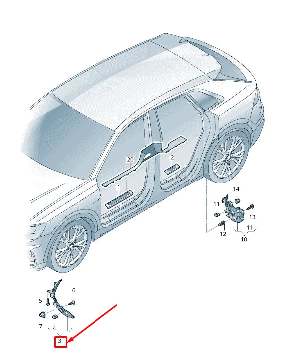 NEW AUDI Q8 4MN FRONT LEFT EXTERIOR SPOILER 4M8853887B ORIGINAL