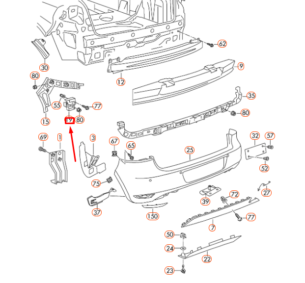 NEW VOLKSWAGEN GOLF MK6 REAR BUMPER RIGHT GUIDE PROFILE 5K6807394A ORIGINAL
