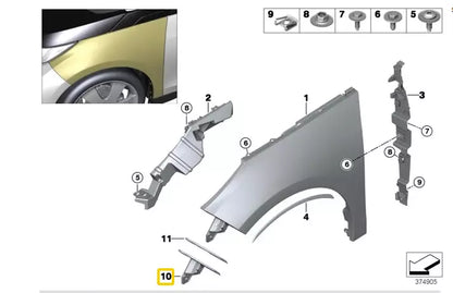 NEW BMW I3 I01 FRONT RIGHT SIDE PANEL WING REPAIR MOUNT 51647386158 ORIGINAL