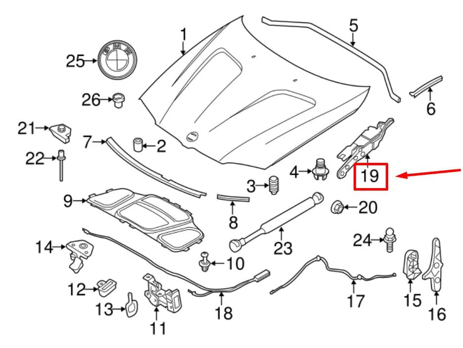 NEW BMW X3 F25 FRONT LEFT BONNEY HINGE 41617262875 2016 ORIGINAL