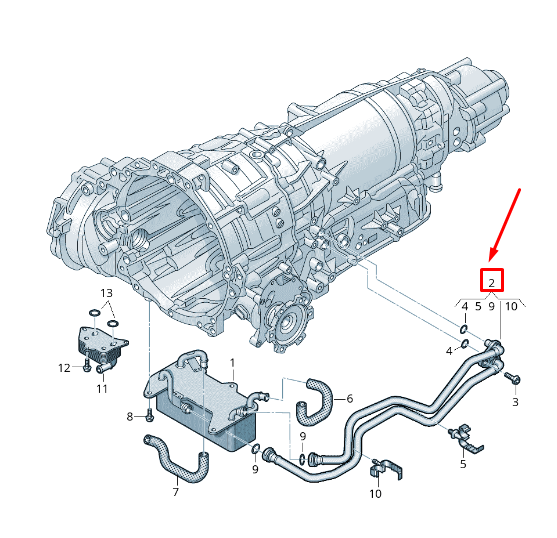 new vw touareg cr oil pressure line for gearbox oil cooling 4m0317801k original