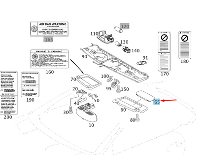 NEW MERCEDES-BENZ SL R230 SUN VISOR HOUSING A23081000797E94 ORIGINAL