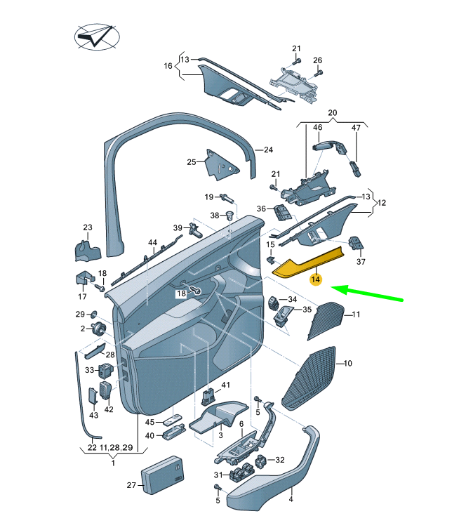 new audi a4 b9 front left door panel trim insert 8w0867409aa1lq original