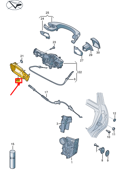 NEW VW TIGUAN AD REAR LEFT INNER OPENING HANDLE 5NA839019DEVO ORIGINAL