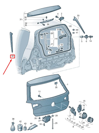 NEW VW GOLF VII 5G MK7 REAR LEFT TRUNK LID SPOILER 5G6805945D041 ORIGINAL