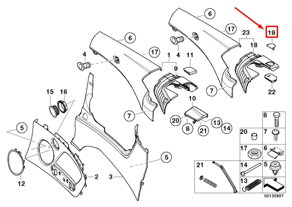 NEW BMW 3 CABRIO E46 REAR LEFT UPPER TRIM PANEL 51437147731 7147731 ORIGINAL