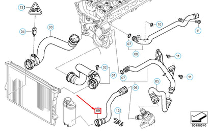 NEW BMW X5 E53 3.0I 170KW COOLING SYSTEM WATER HOSE 11537500735 7500735 ORIGINAL