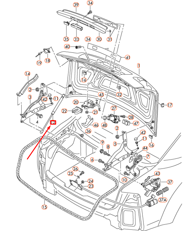 NEW AUDI A8 D3 REAR LID RIGHT GAS FILLED STRUT 4E0827552C ORIGINAL