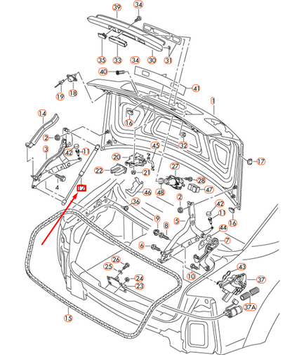 NEW AUDI A8 D3 REAR LID RIGHT GAS FILLED STRUT 4E0827552C ORIGINAL