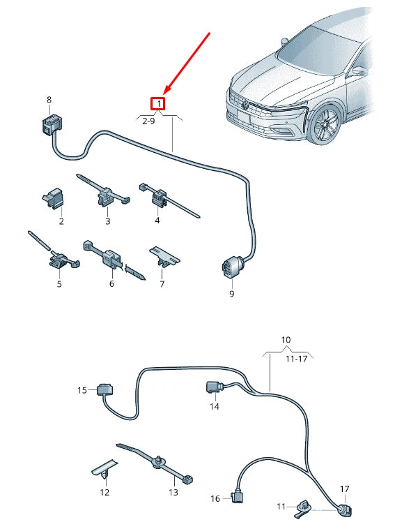 NEW VOLKSWAGEN PASSAT B8 CRUISE CONTROL ADAPTER CABLE LOOM 5C0971277A ORIGINAL
