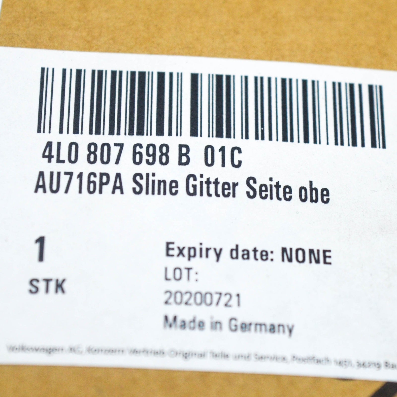 NEW AUDI Q7 4L FRONT BUMPER RIGHT LOWER GRILLE 4L0807698B01C S-LINE 2012