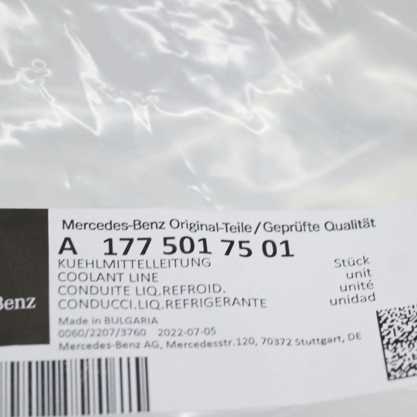 NEW MB CLA COUPE C118 RIGHT SIDE WATER RADIATOR HOSE A1775017501