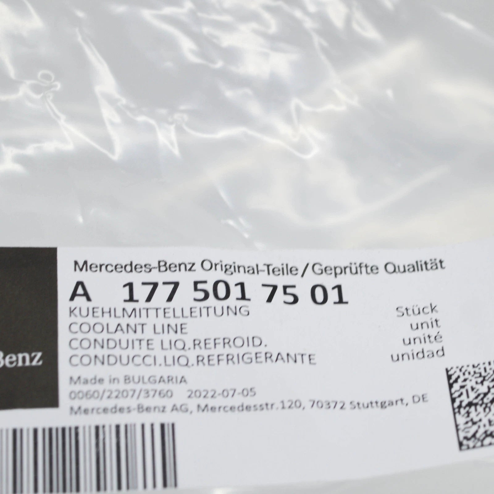 NEW MB CLA COUPE C118 RIGHT SIDE WATER RADIATOR HOSE A1775017501