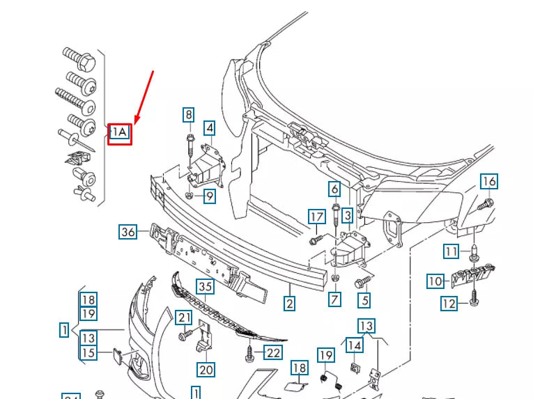 NEW AUDI A3 8P FRONT BUMPER FIXING PARTS 1 SET 8P0098623A