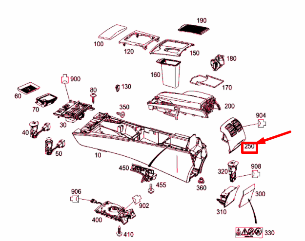 NEW MERCEDES-BENZ C W204 REAR CENTER AIR NOZZLE A20483009548N84 ORIGINAL