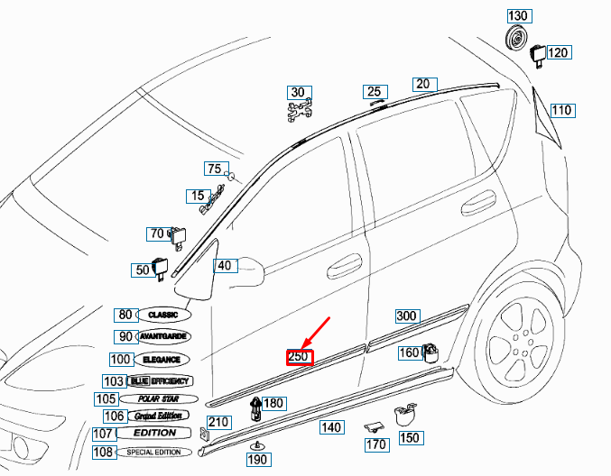 new mercedes-benz a w169 front left door trim strip a16969001627748 original