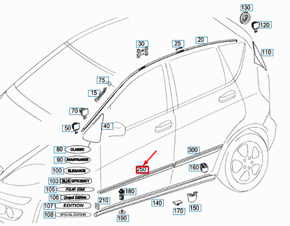 new mercedes-benz a w169 front left door trim strip a16969001627748 original