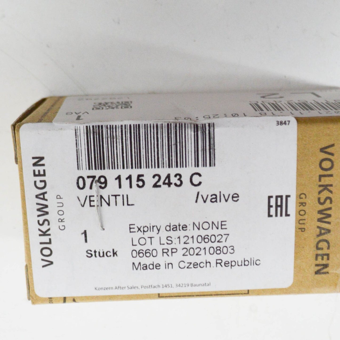 NEW AUDI A7 SPORTBACK 4G8 PRESSURE RESTRICTION CONTROL VALVE 079115243C ORIGINAL