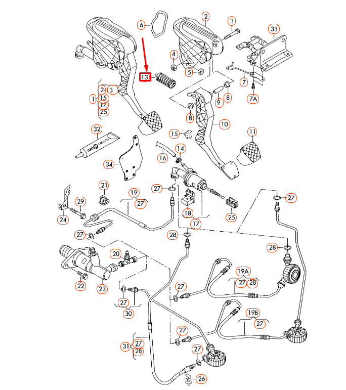 NEW VOLKSWAGEN BEETLE A5 CLUTCH PEDAL OVER-CENTRE SPRING 1K0721403 ORIGINAL