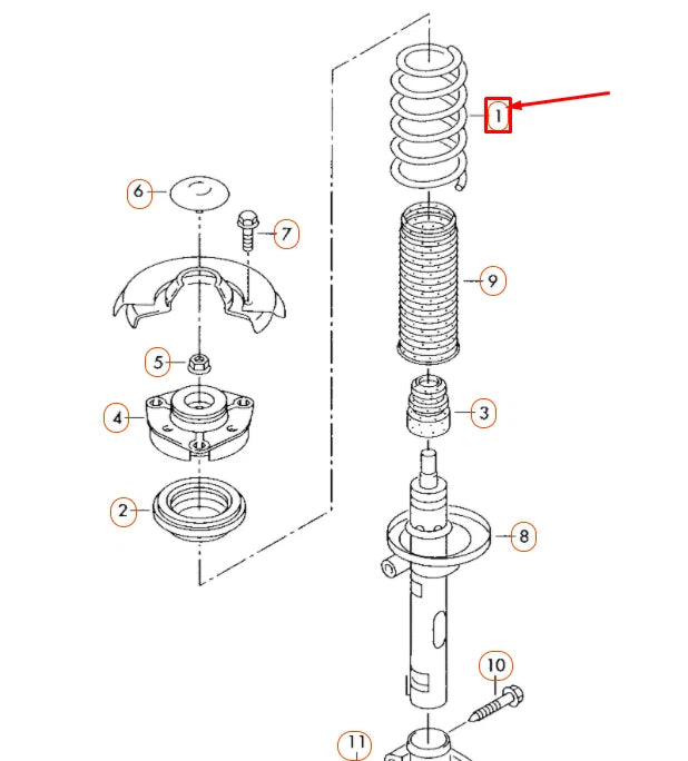 NEW VOLKSWAGEN CC FRONT COIL SPRING 3C0411105N ORIGINAL