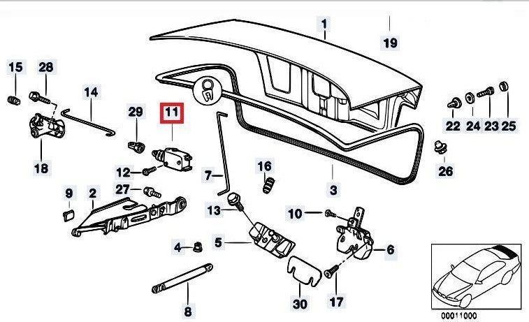 NEW BMW 3 E36 TAILGATE BOOT LID ACTUATOR 67118361140 ORIGINAL
