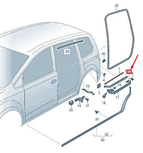 NEW VW SHARAN 7N LOWER SLIDING DOOR DISTANCE PIECE 7N0843957
