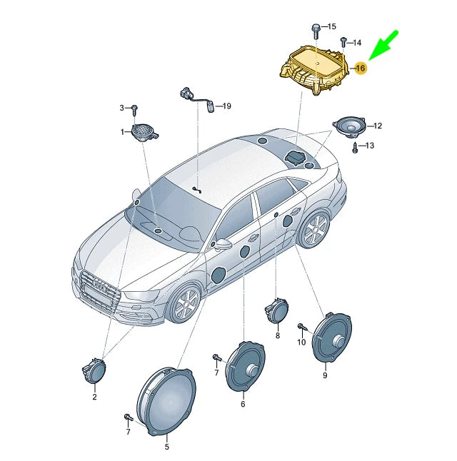 NEW AUDI A3 8V REAR BASS LOUDSPEAKER 8V0035412C ORIGINAL