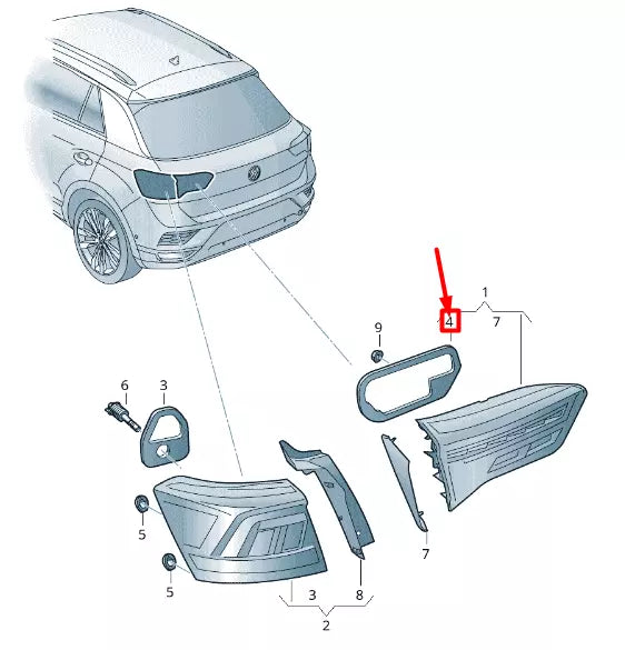 NEW VOLKSWAGEN T-ROC A11 REAR LEFT INNER TAILLIGHT SEAL 2GA945197