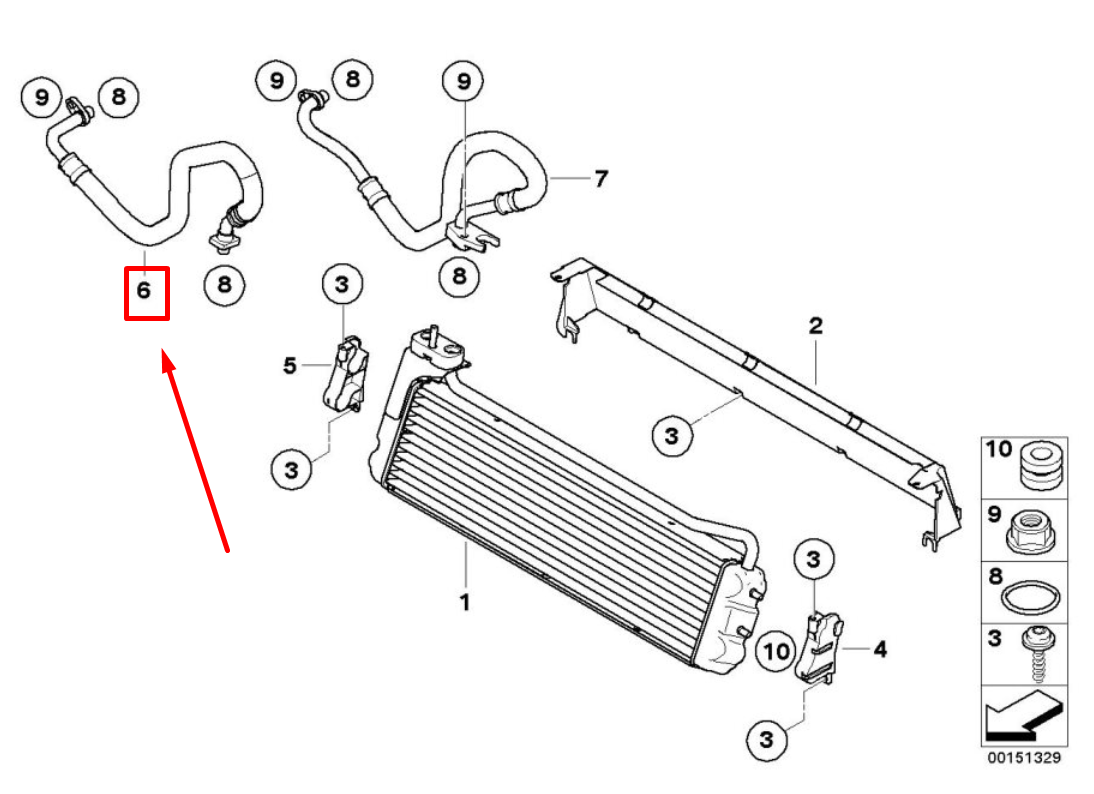 new bmw 5 e60 engine oil cooler hose 17222282911 2282911 original